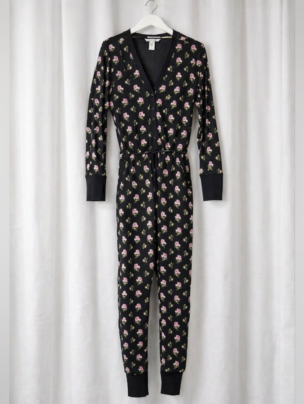 Victoria's Secret Y2K Limited Edition Black Ditsy Rose Floral One Piece Pajamas